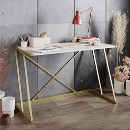 Hanah Home Mesa de Estudio Anemon Blanco y Oro